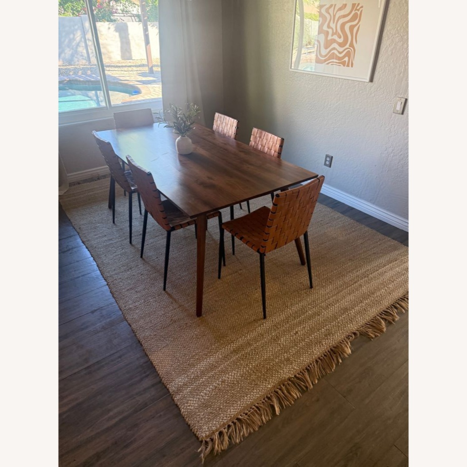Article Modern Wood Dining Set with 4 Woven - image-1