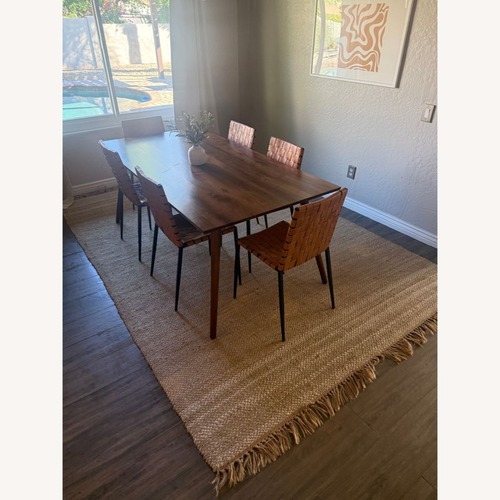 Used Article Modern Wood Dining Set with 4 Woven for sale on AptDeco