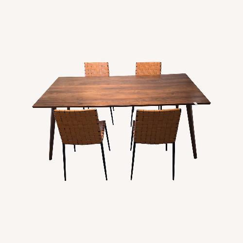 Used Article Modern Wood Dining Set with 4 Woven for sale on AptDeco
