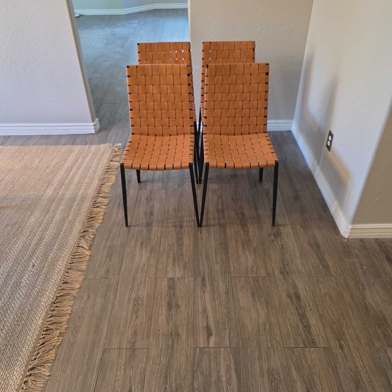 Article Modern Wood Dining Set with 4 Woven - image-5