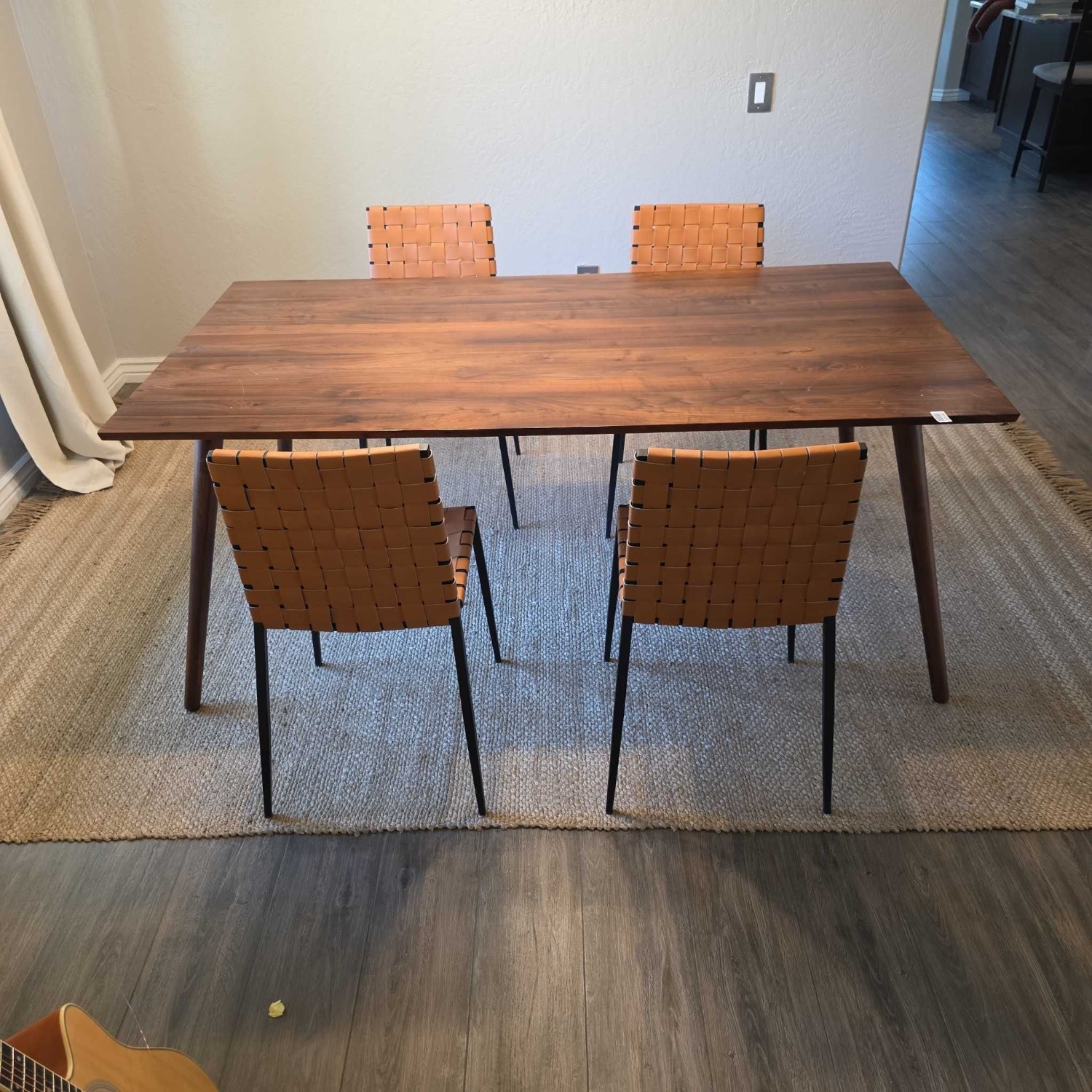 Article Modern Wood Dining Set with 4 Woven - image-0