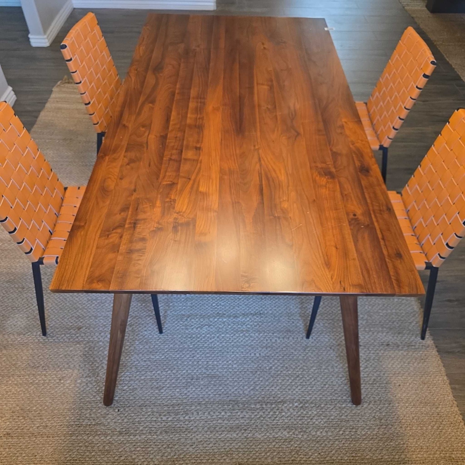 Article Modern Wood Dining Set with 4 Woven - image-2