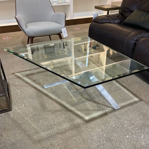Used Modern Acrylic W Glass Top Coffee Table for sale on AptDeco