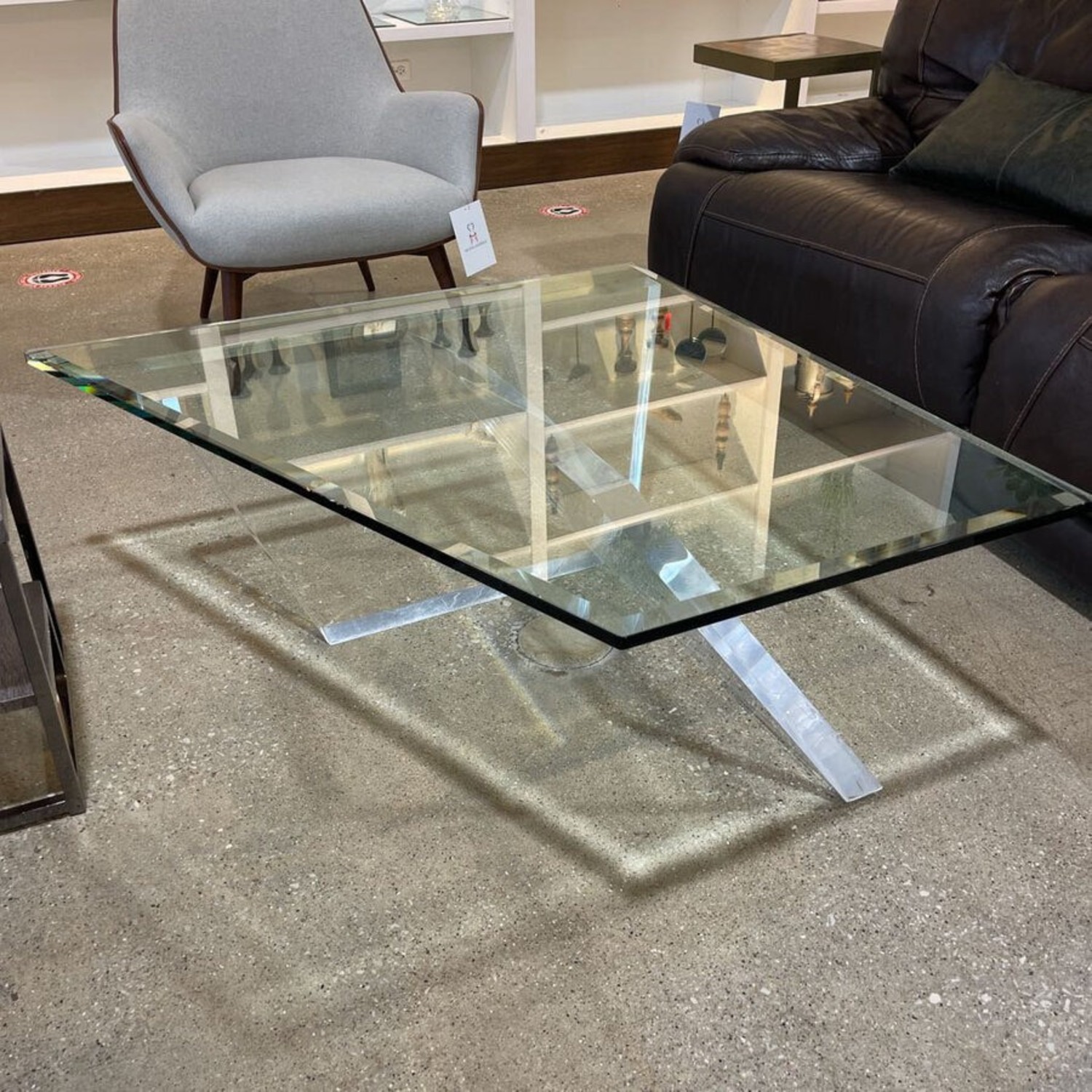 Modern Acrylic W Glass Top Coffee Table - image-2