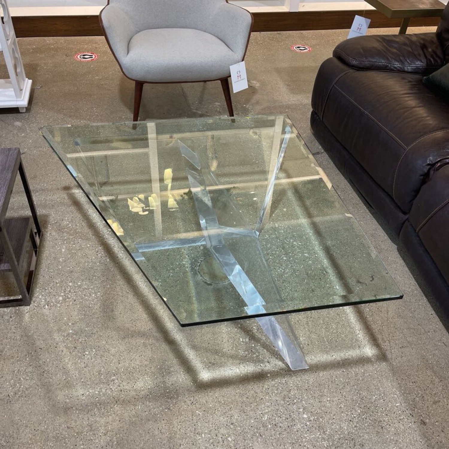 Modern Acrylic W Glass Top Coffee Table - image-3