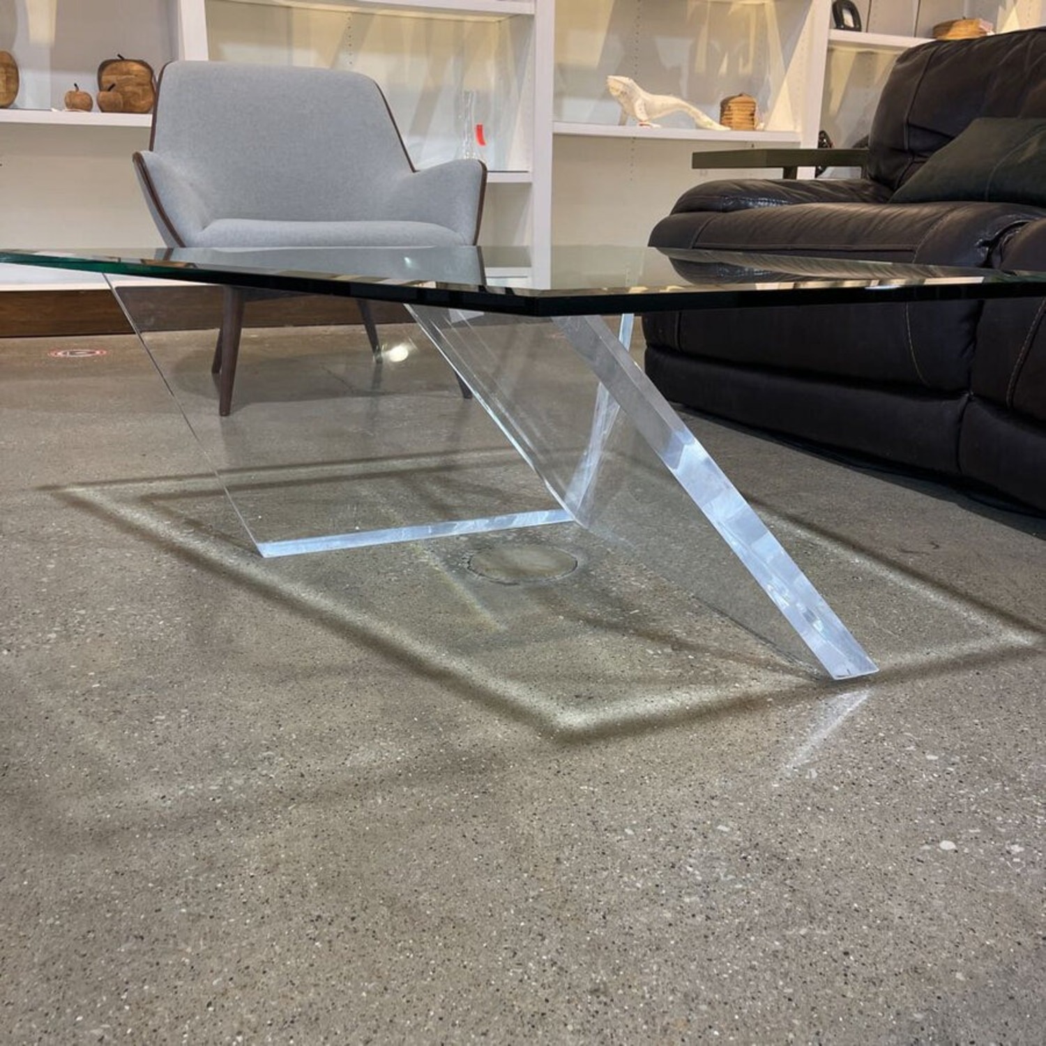 Modern Acrylic W Glass Top Coffee Table - image-1