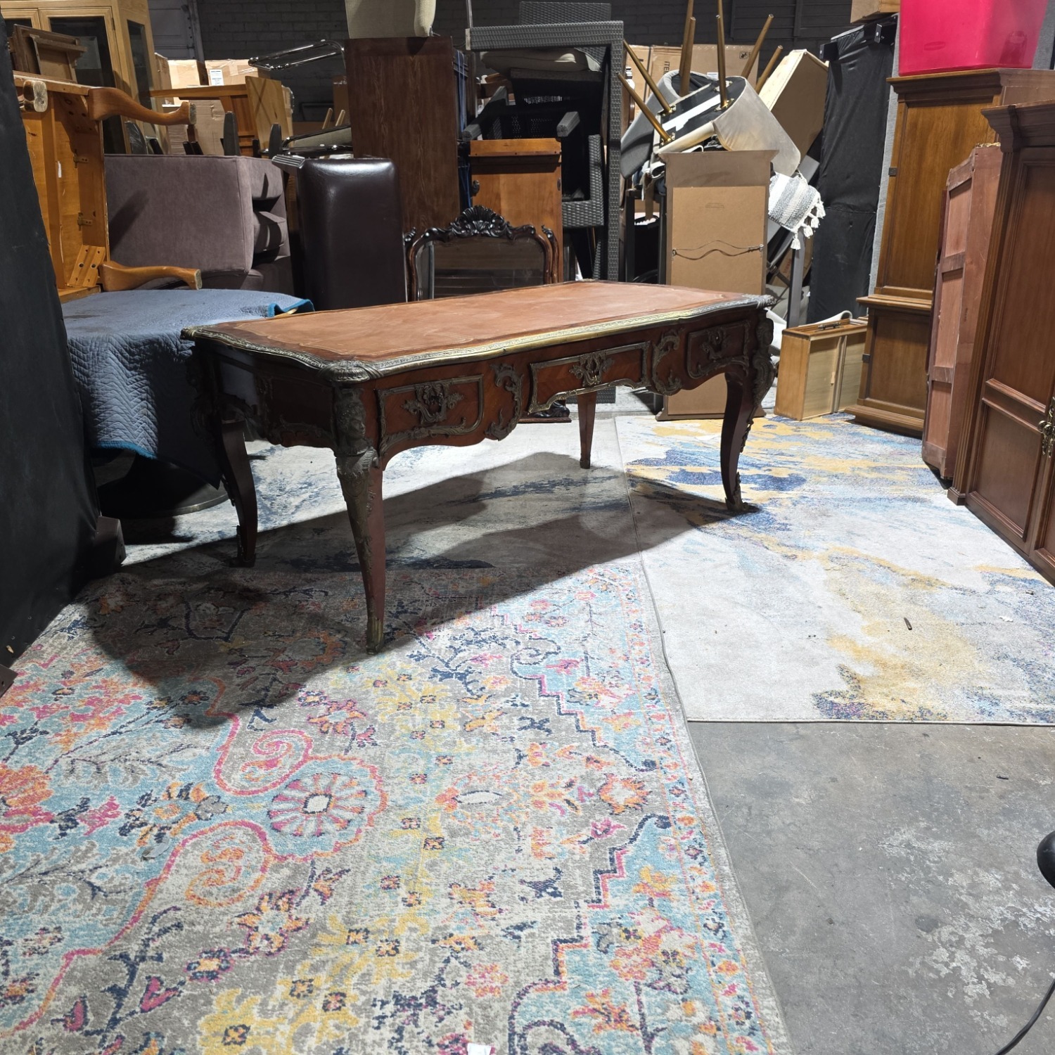 French Louis XV Antique Bureau Plat Library  - image-10