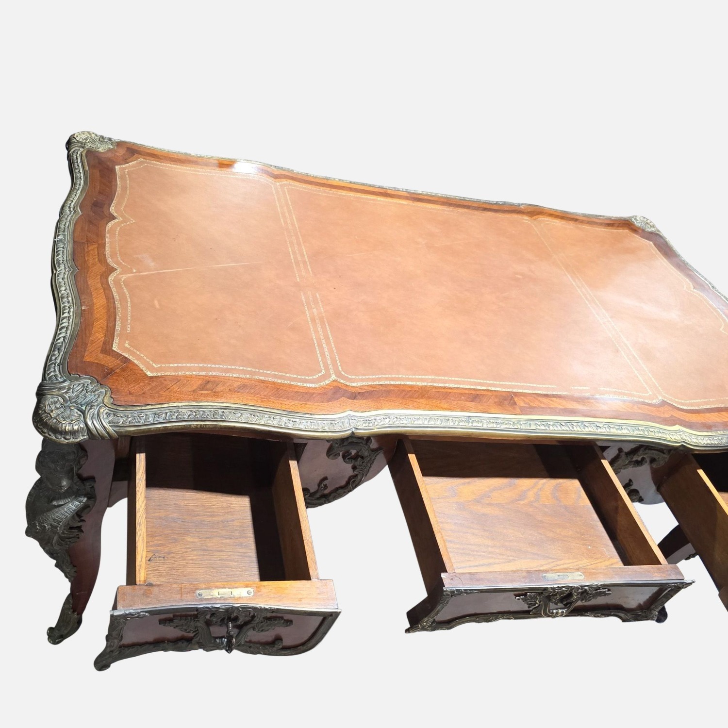 French Louis XV Antique Bureau Plat Library  - image-6