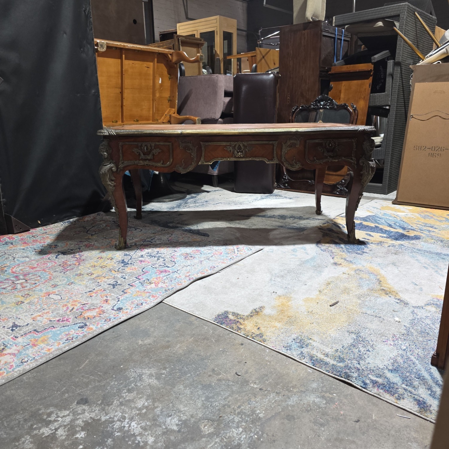 French Louis XV Antique Bureau Plat Library  - image-9