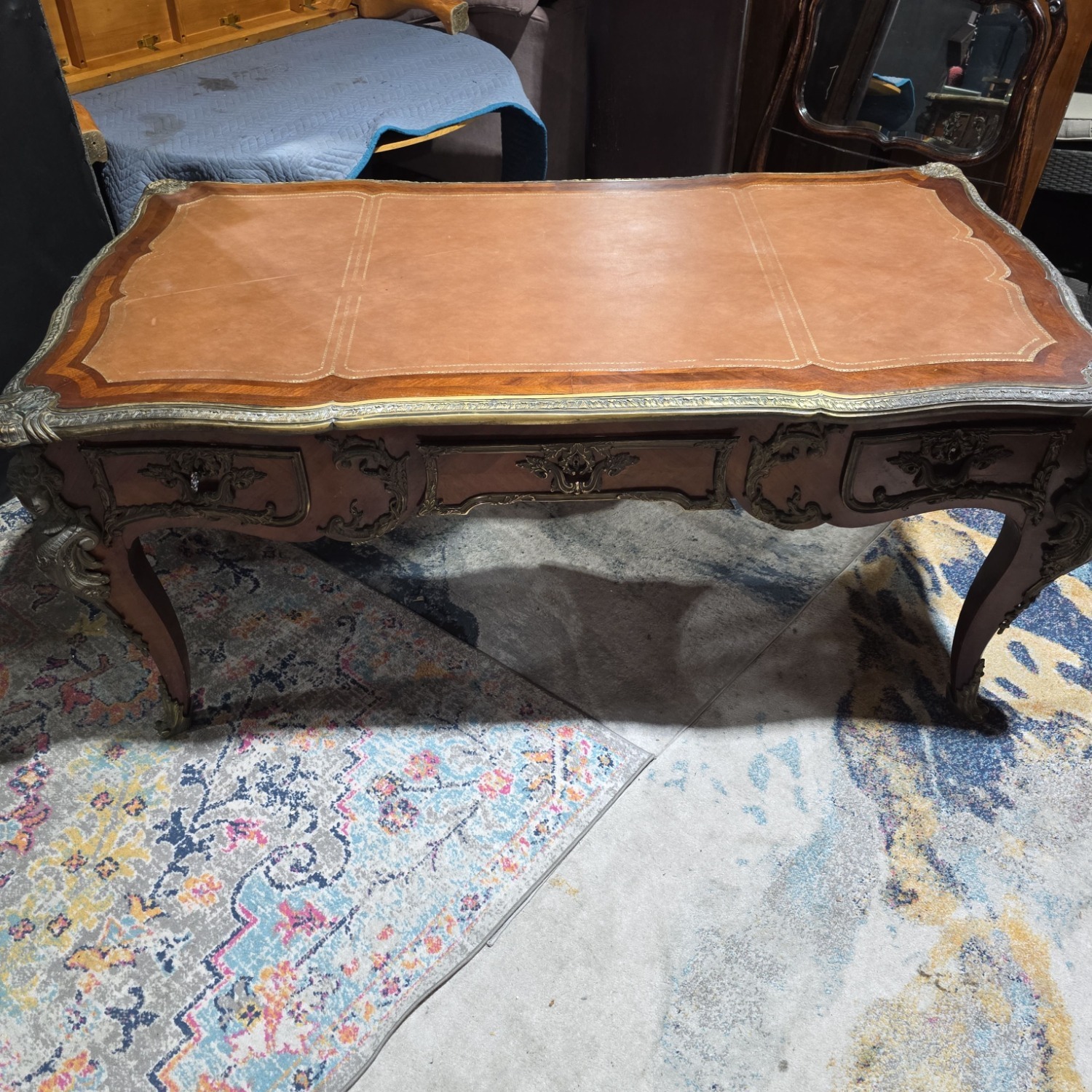 French Louis XV Antique Bureau Plat Library  - image-11