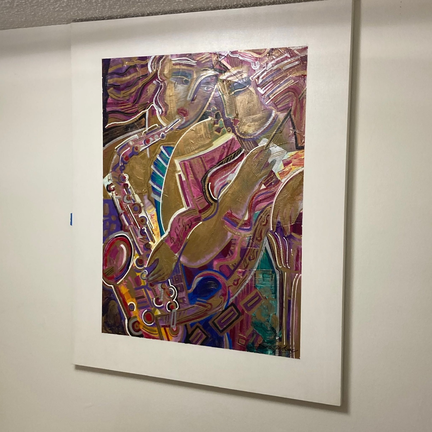 Abstract Musician Signed Acrylic Paintong by Vadik - image-2