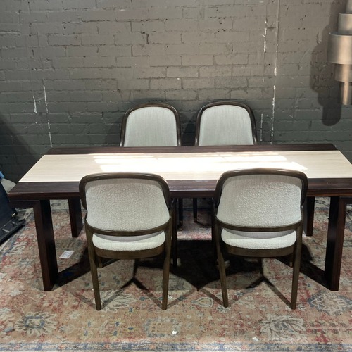 Used Italian Marble Inlay Dining Table with Modern for sale on AptDeco