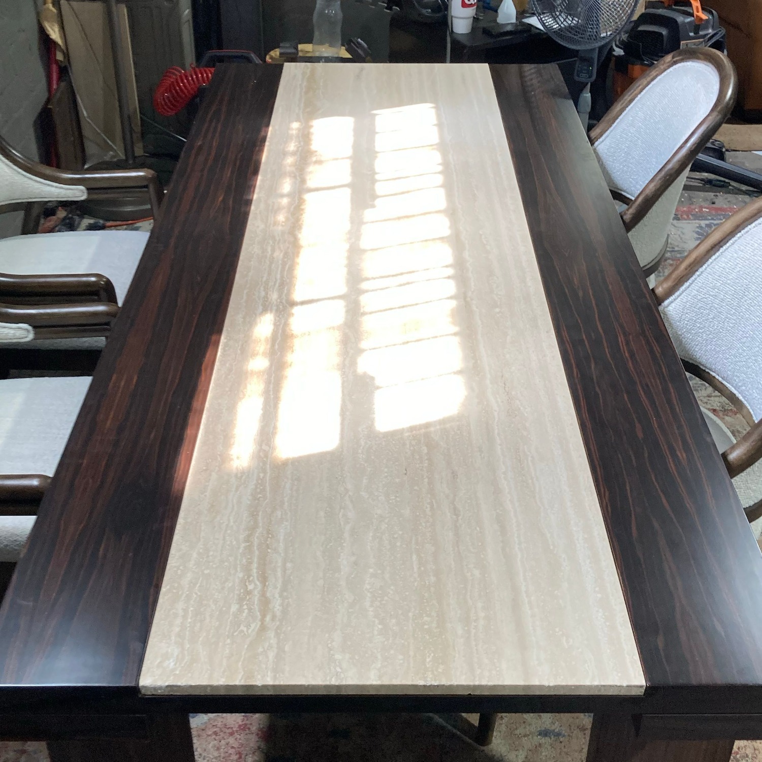 Italian Marble Inlay Dining Table with Modern - image-3