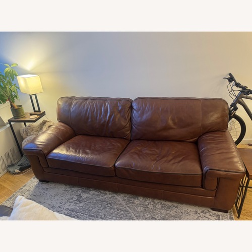 Used Myar Dark Brown Leather 2 Seater Sofa for sale on AptDeco