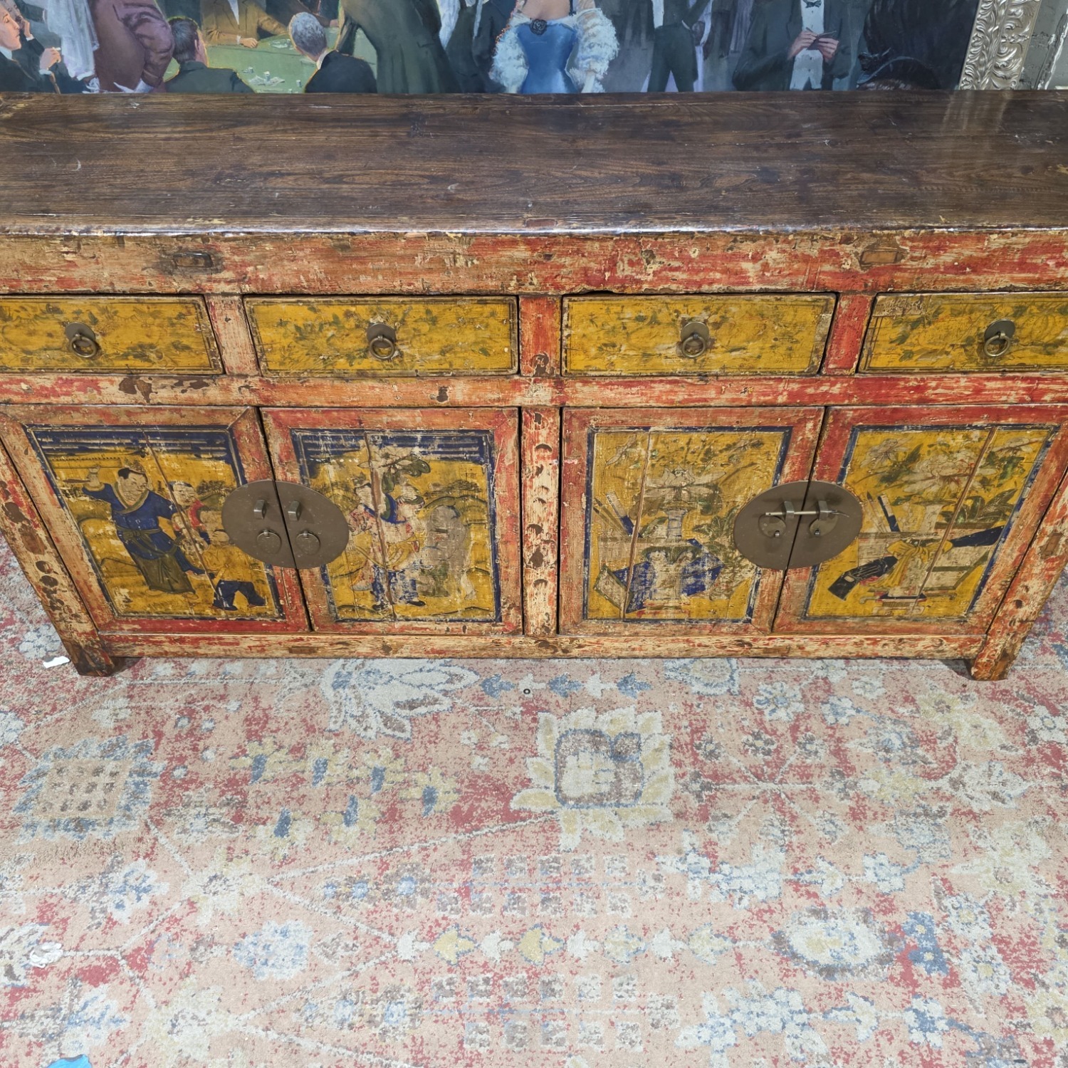 Antique Asian Hand-Painted Sideboard  - image-7