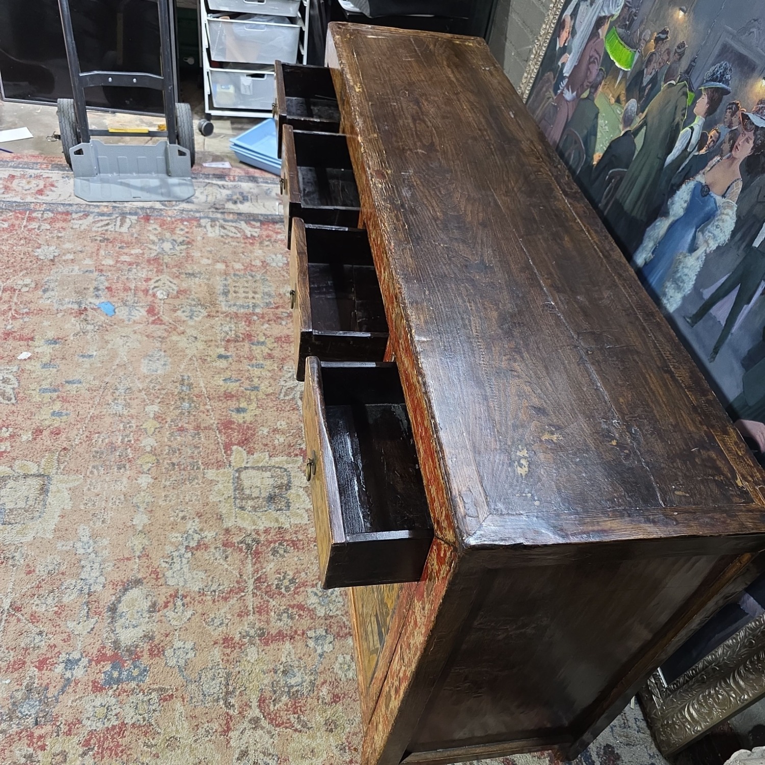 Antique Asian Hand-Painted Sideboard  - image-9