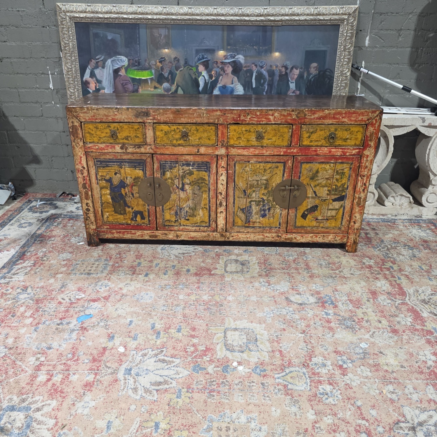 Antique Asian Hand-Painted Sideboard  - image-6