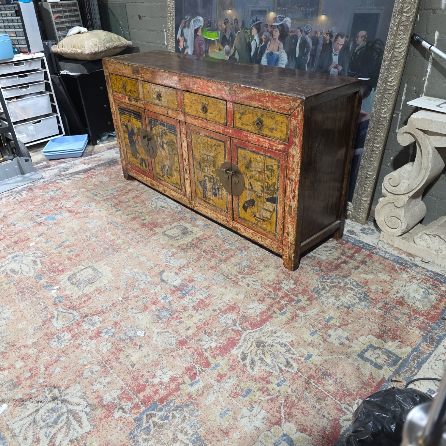 Antique Asian Hand-Painted Sideboard  - image-5