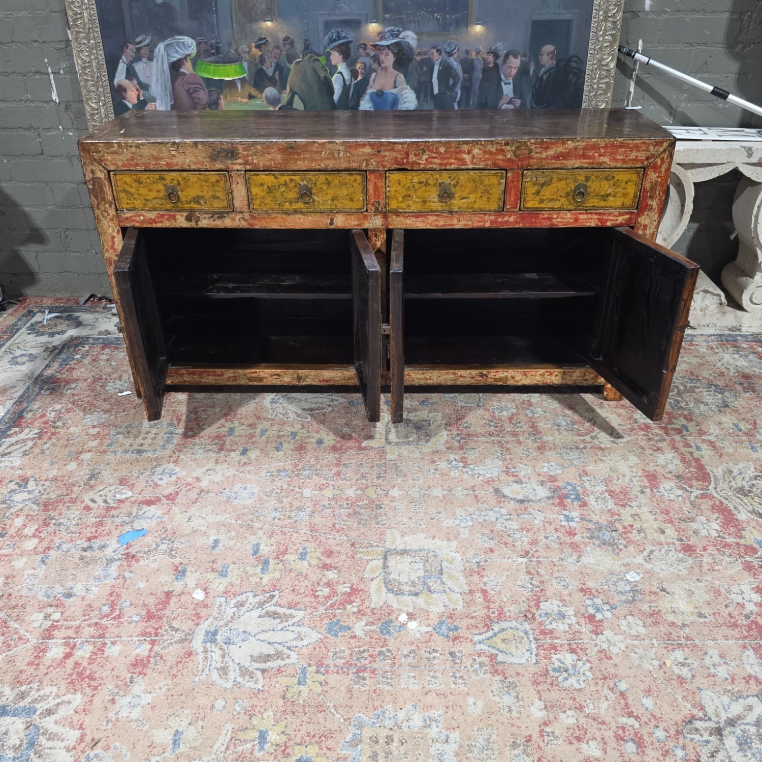 Antique Asian Hand-Painted Sideboard  - image-8