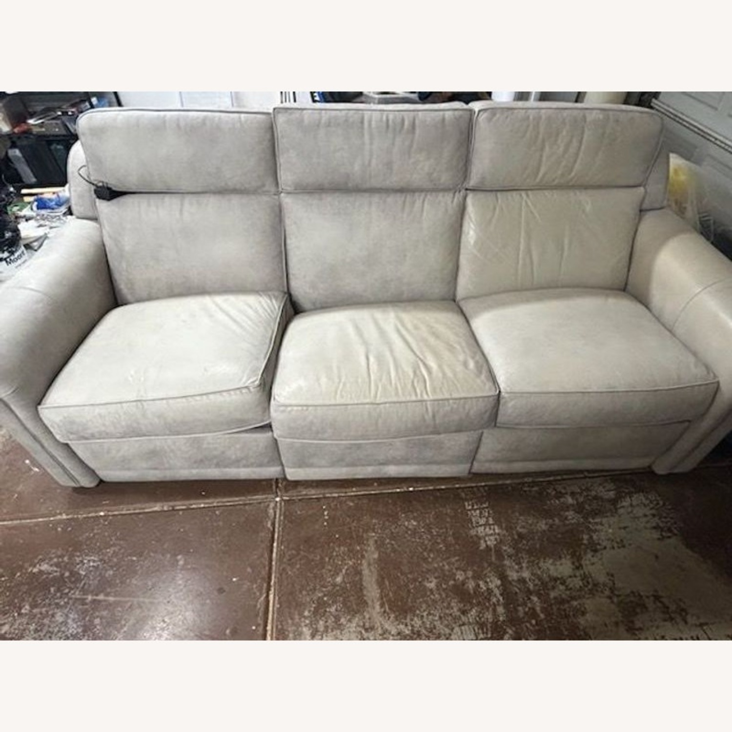 Ethan Allen 3-Seat Leather Conover Sofa - image-1