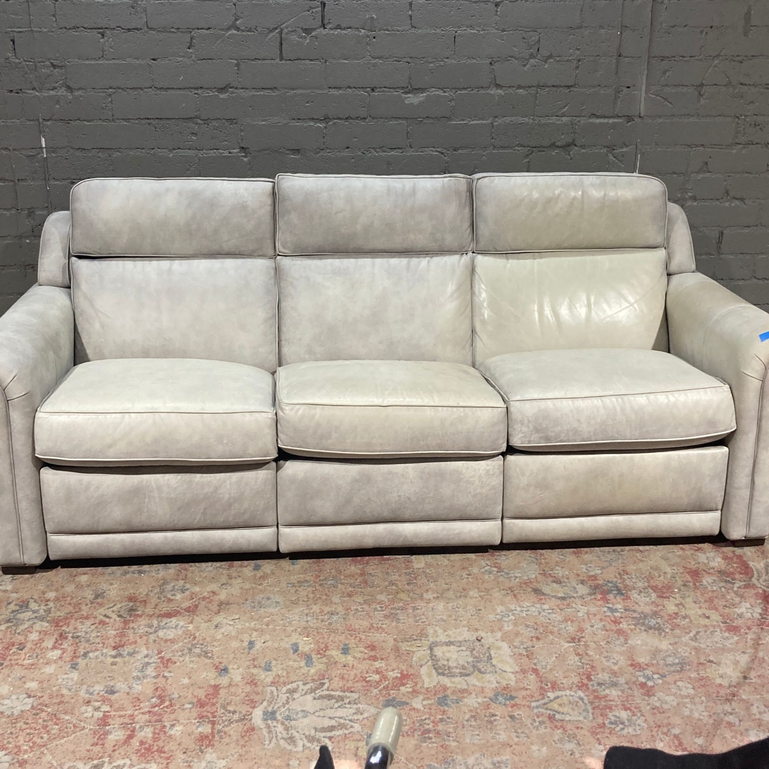 Ethan Allen 3-Seat Leather Conover Sofa - image-4