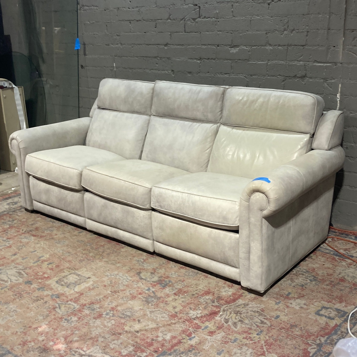 Ethan Allen 3-Seat Leather Conover Sofa - image-5