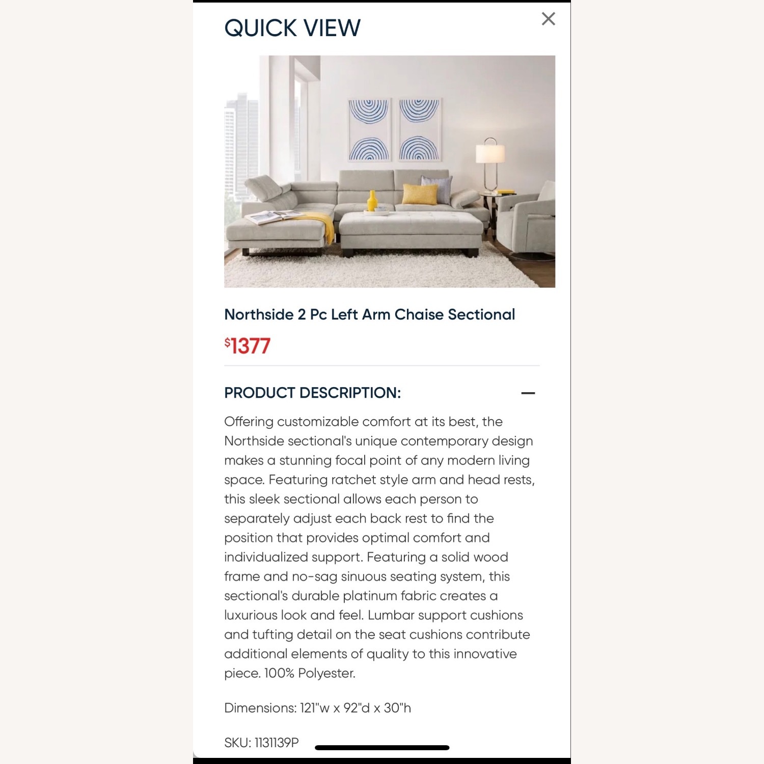 Rooms To Go Northside 2 Piece Sectional - image-5