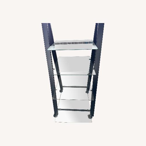 Used Black Metal and Glass Shelves With Wheels for sale on AptDeco