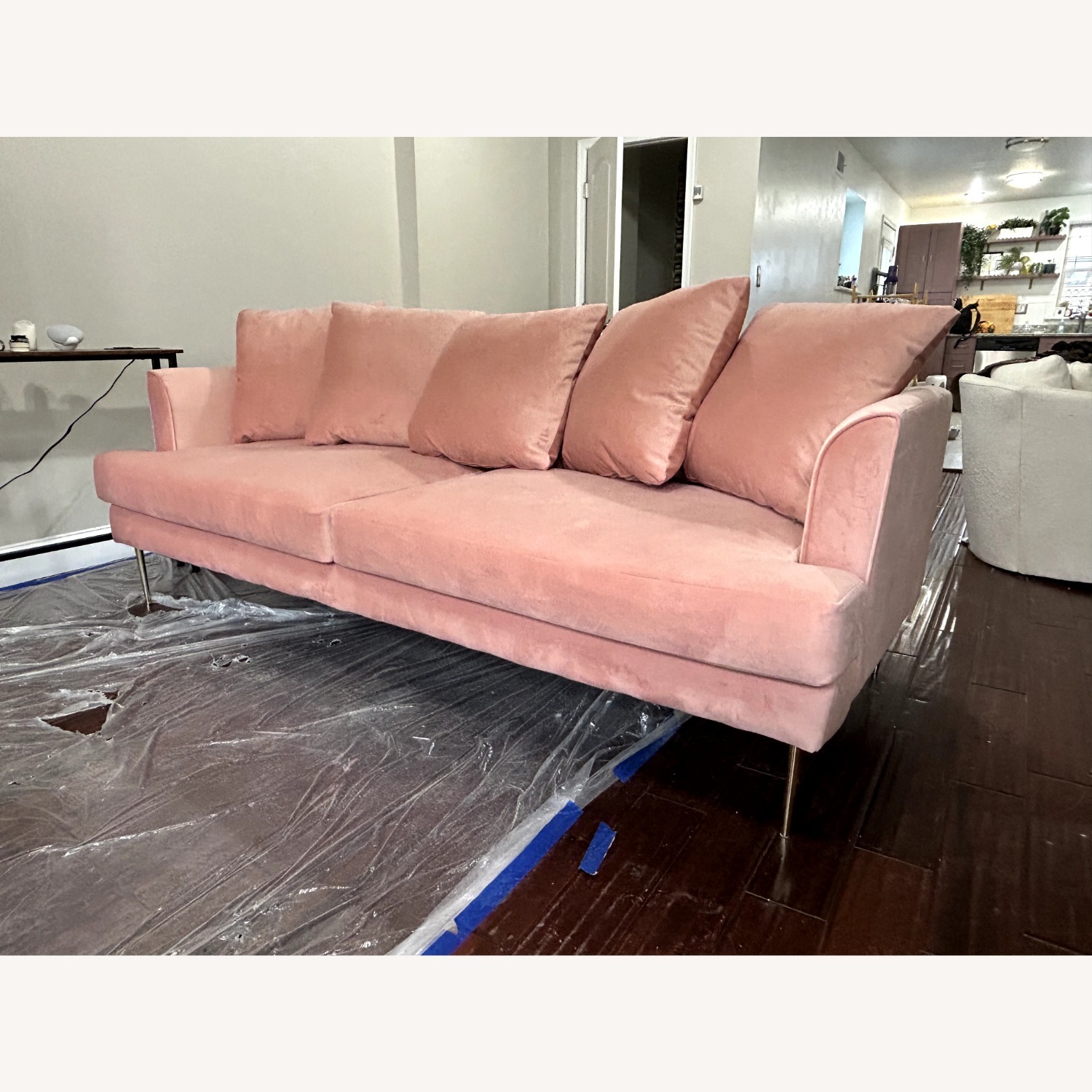 Joybird Aime Pink Velvet 3+ Seater Sofa - image-3