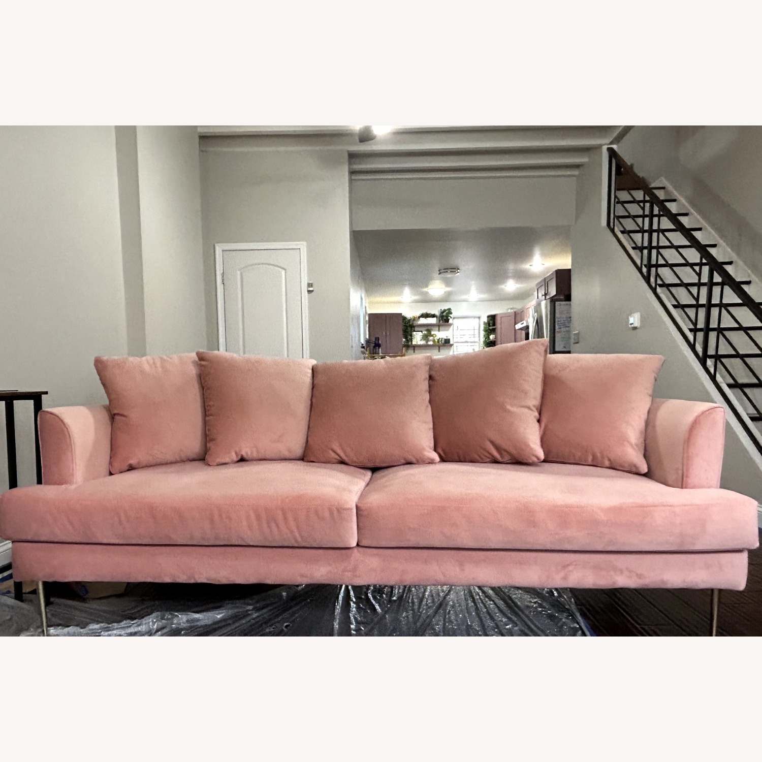 Joybird Aime Pink Velvet 3+ Seater Sofa - image-1