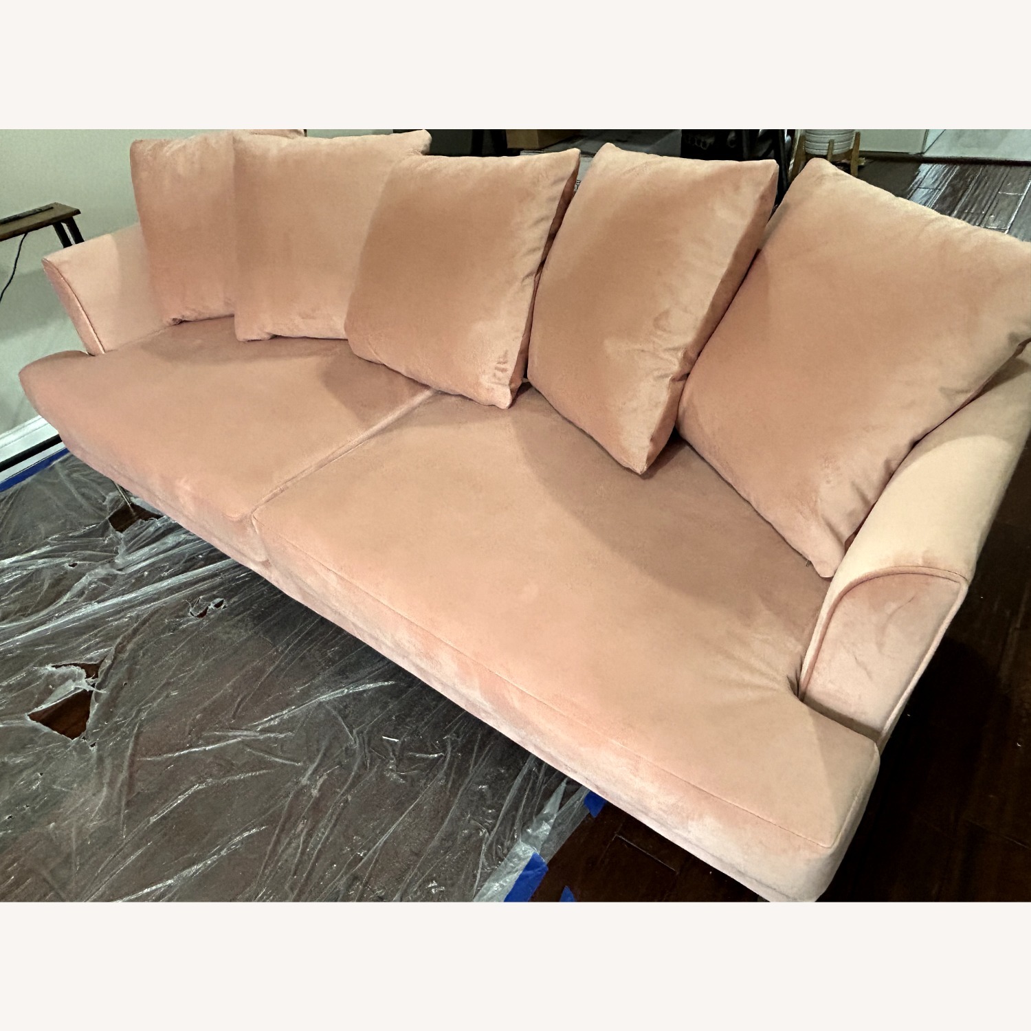 Joybird Aime Pink Velvet 3+ Seater Sofa - image-5