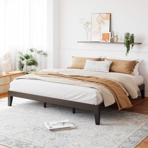 Used Dark Brown Wood King Bed for sale on AptDeco