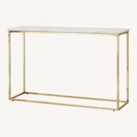 Donny Osmond Isabelle Marble Sofa Table with Brushed Brass Legs in White