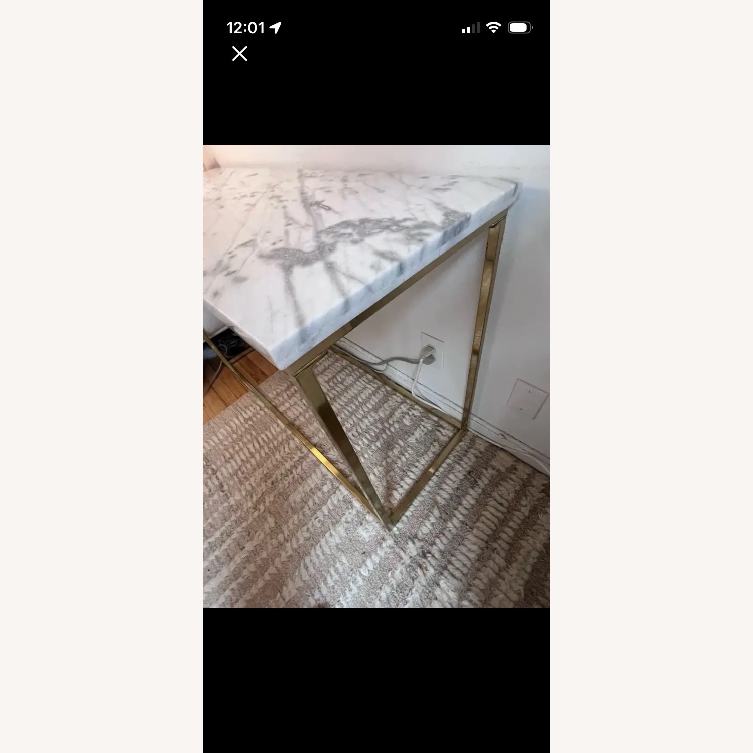 Donny Osmond Isabelle Marble Sofa Table with Brushed Brass Legs in White - image-2