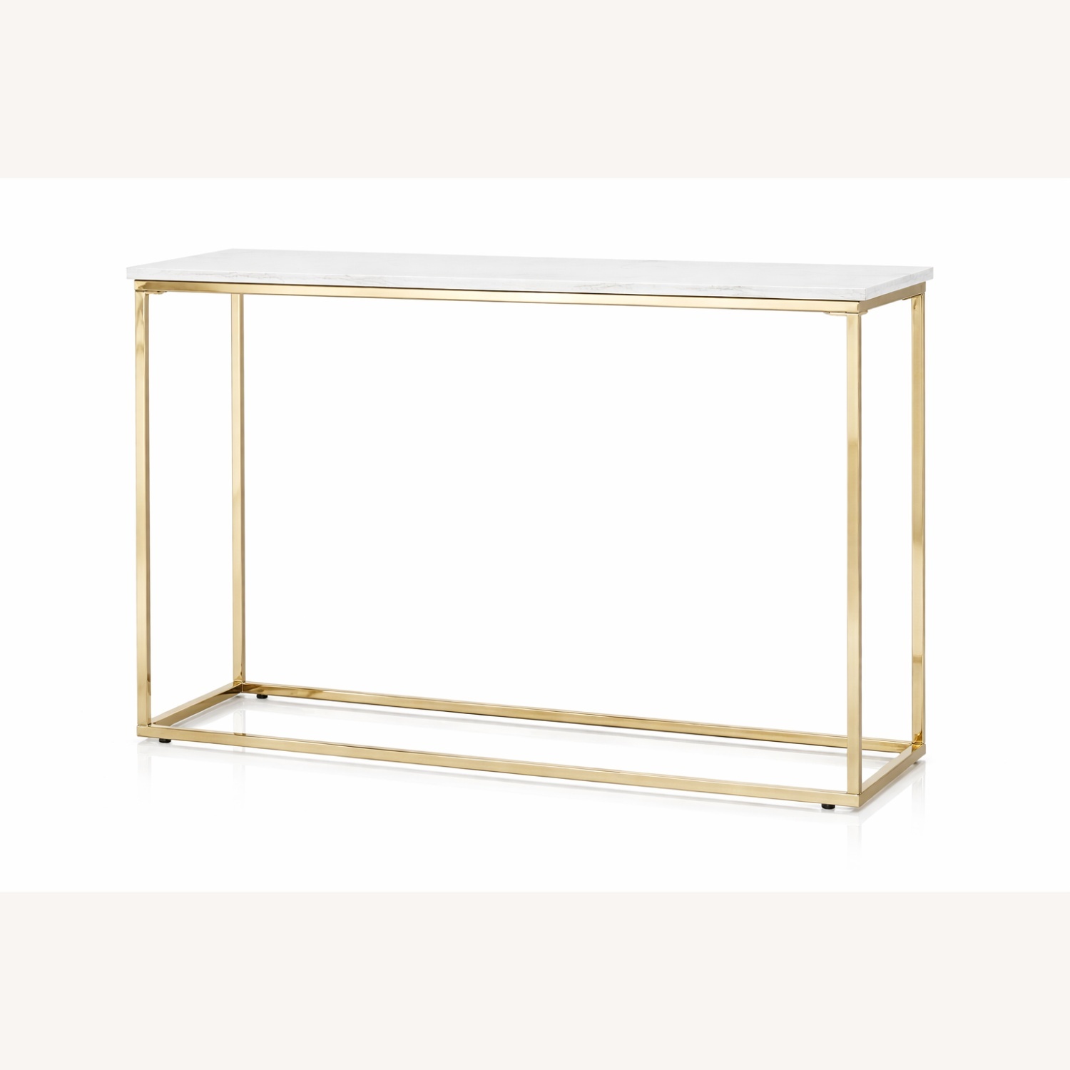 Donny Osmond Isabelle Marble Sofa Table with Brushed Brass Legs in White - image-0