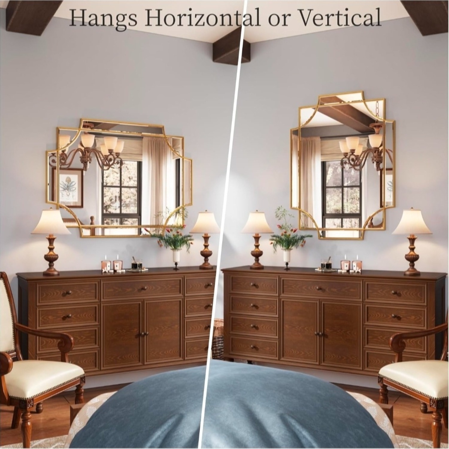 Gold Mirrored Glass Wall Mirror - image-4