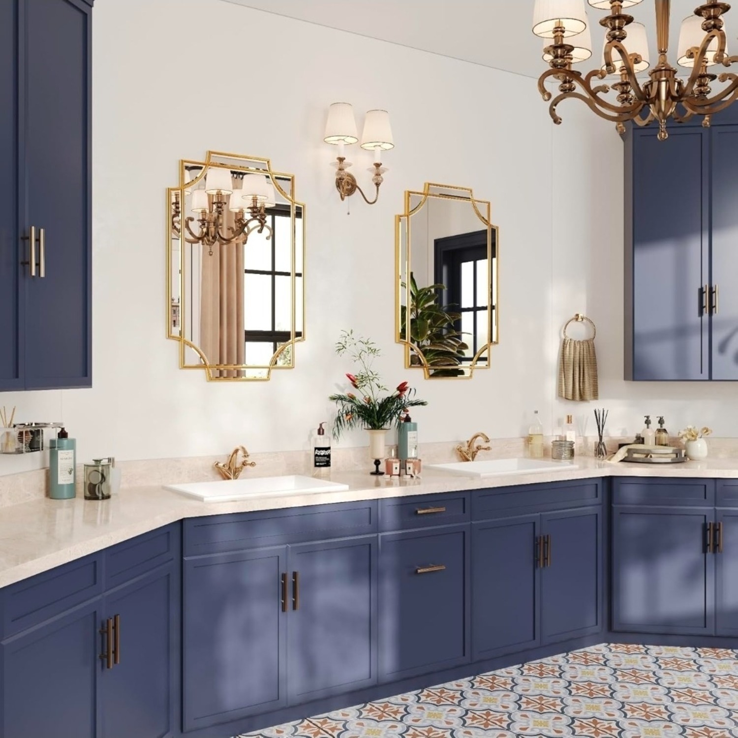 Gold Mirrored Glass Wall Mirror - image-6