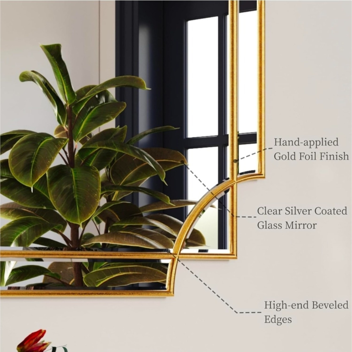 Gold Mirrored Glass Wall Mirror - image-1
