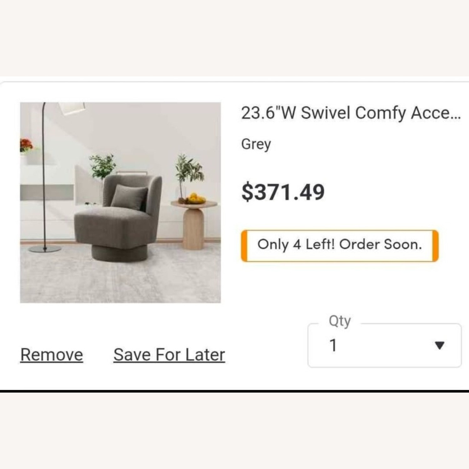 Light Gray Fabric Accent Swivel Chair - image-2