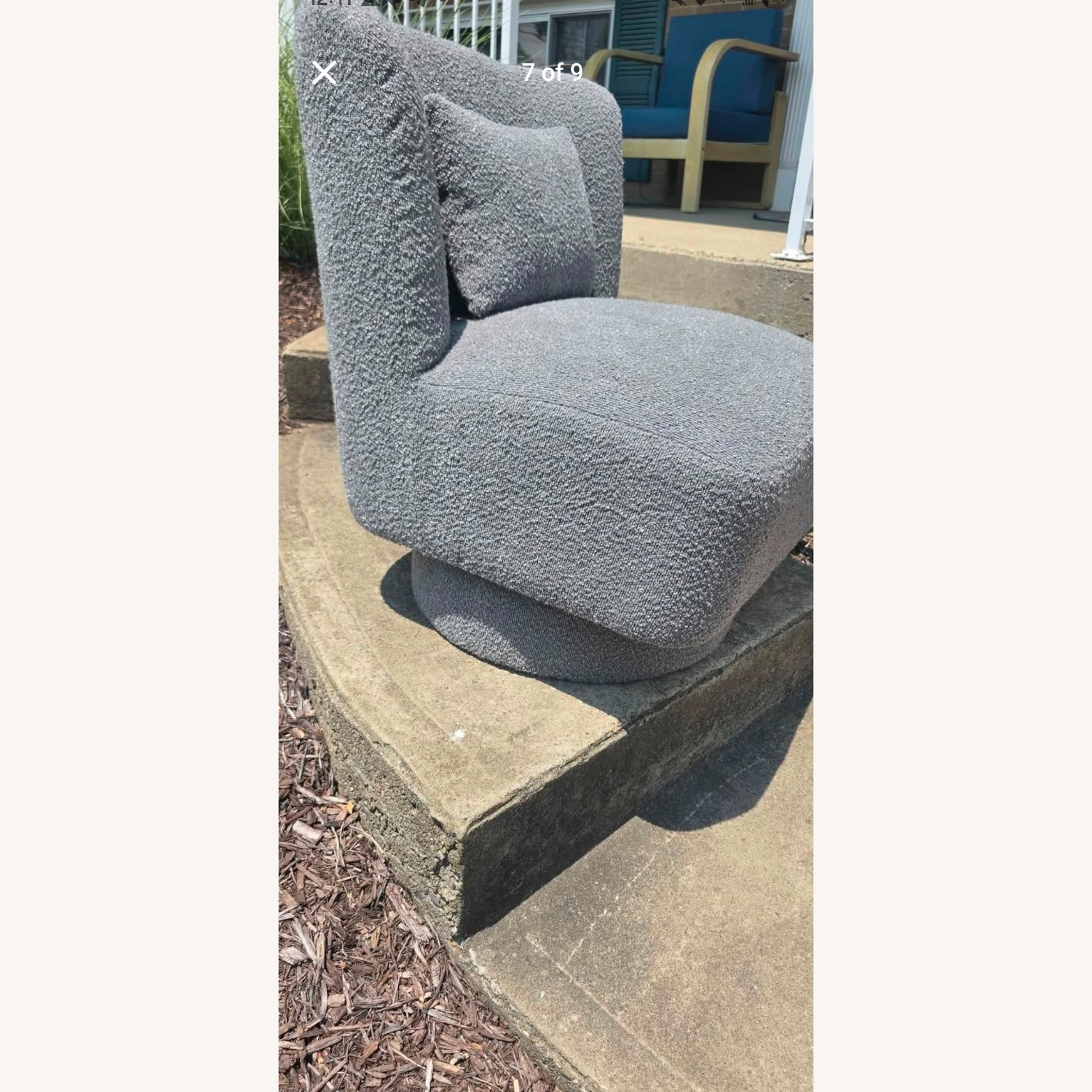 Light Gray Fabric Accent Swivel Chair - image-7