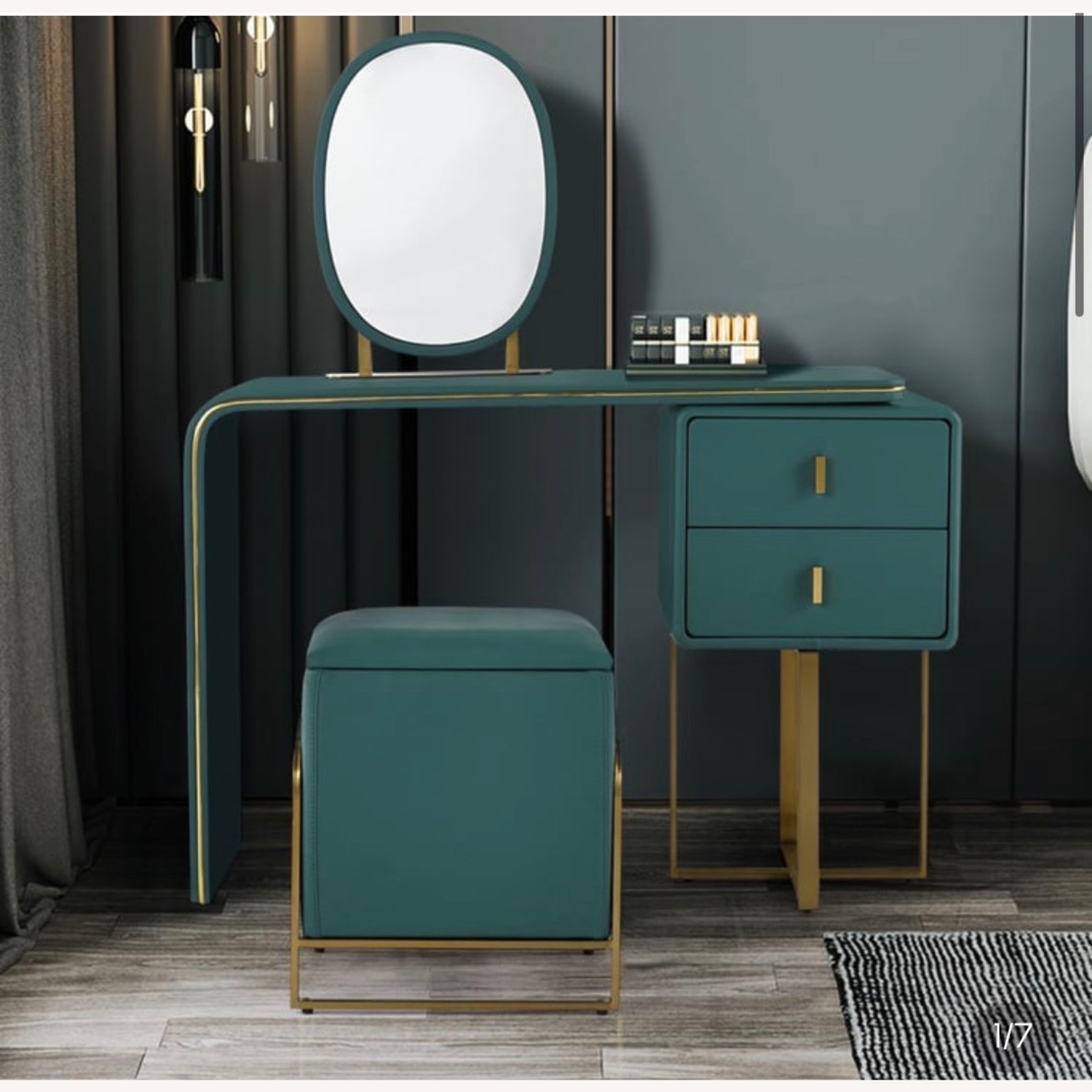 Green Desk or Makeup Vanity - image-1
