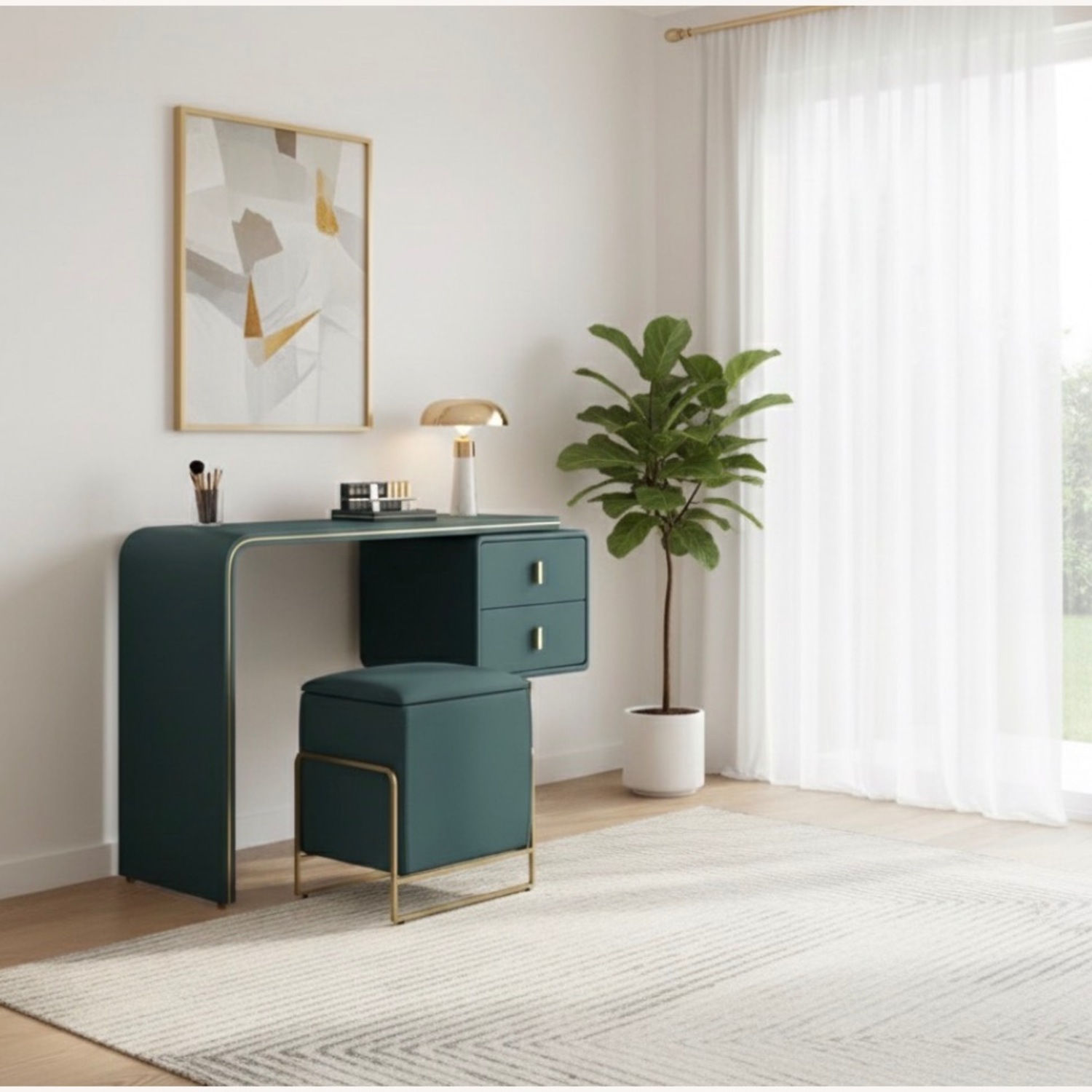 Green Desk or Makeup Vanity - image-0