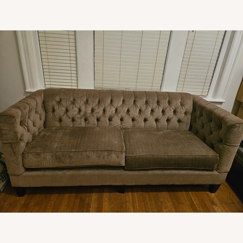Used American Signature Brooklyn Taupe Tufted Sofa for sale on AptDeco