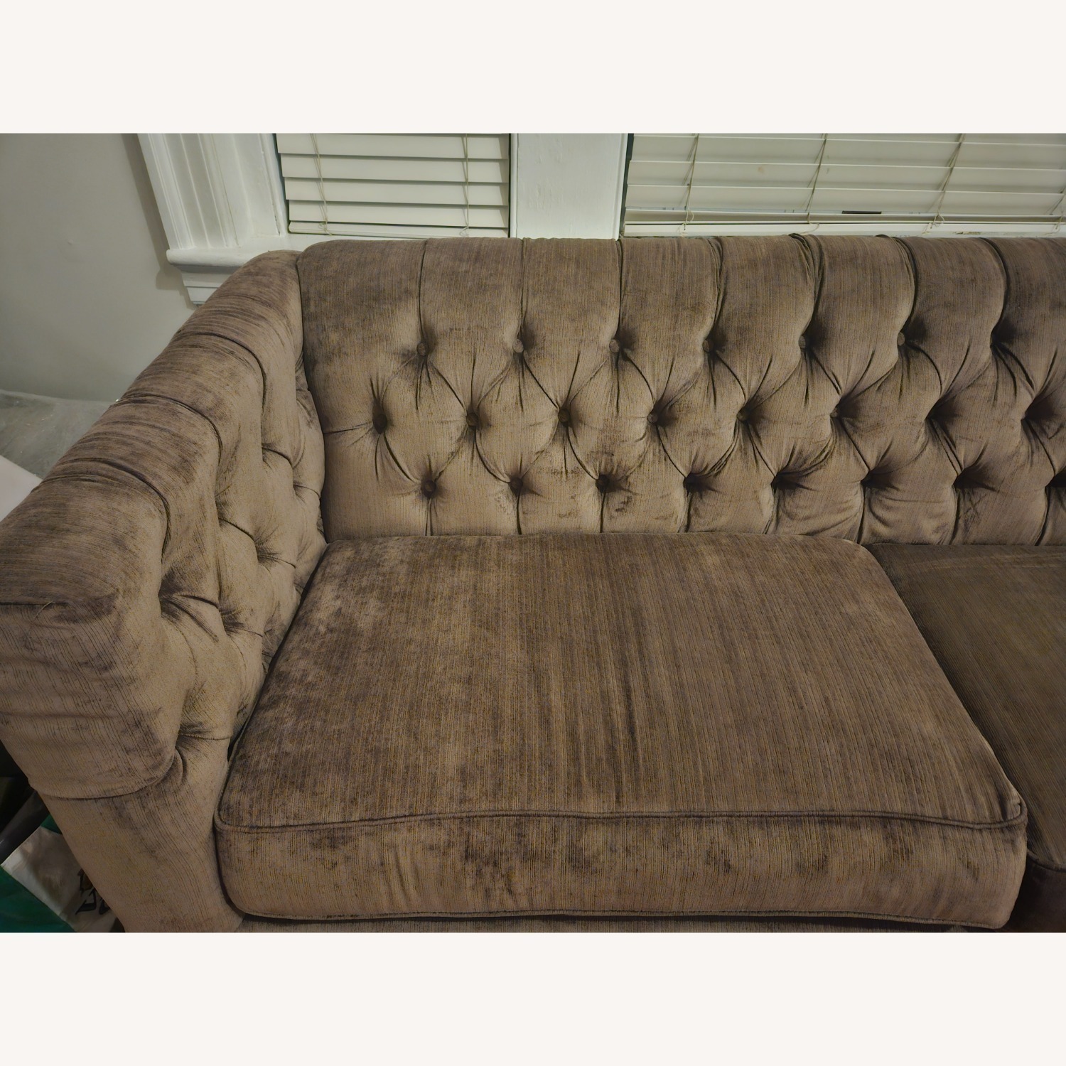 American Signature Brooklyn Taupe Tufted Sofa - image-3