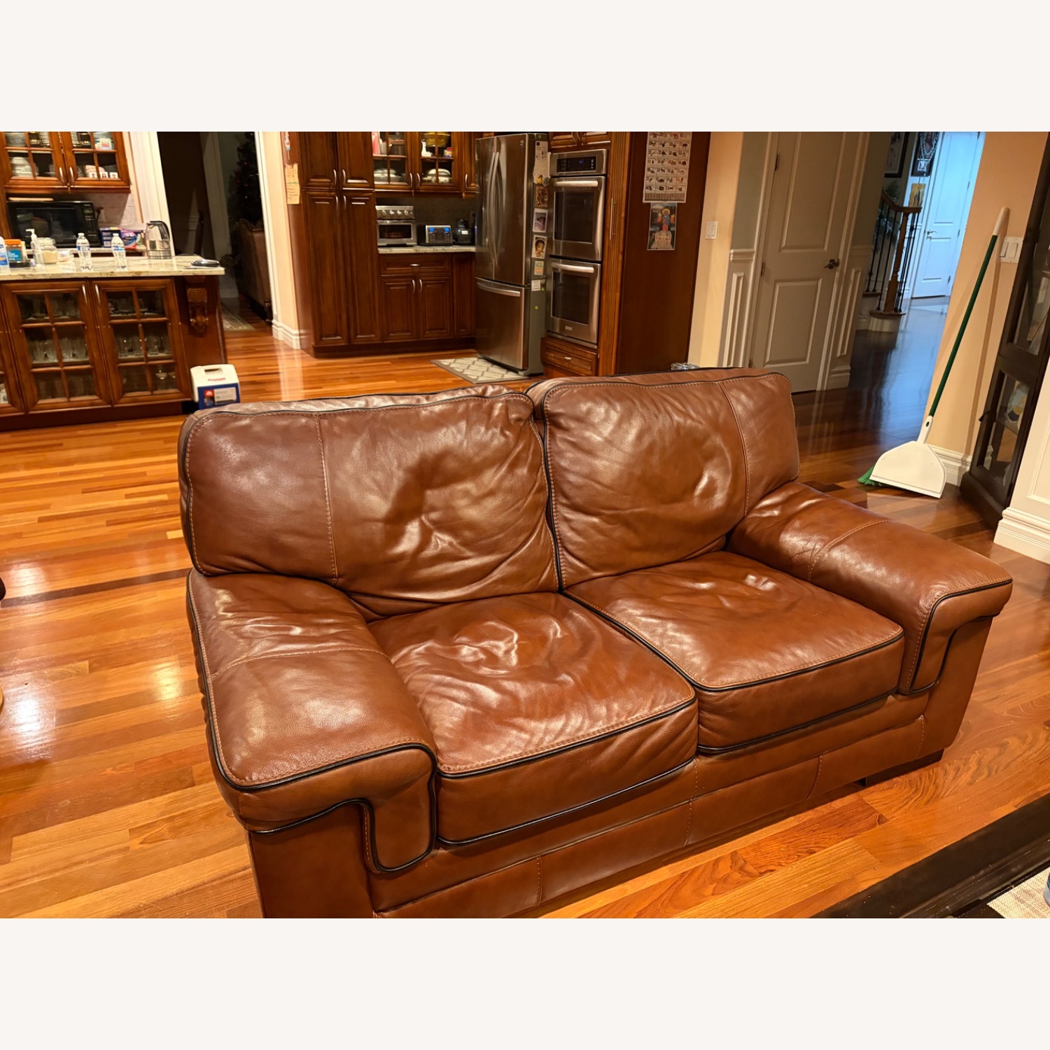 Macy's Myars Leather Loveseat  - image-3