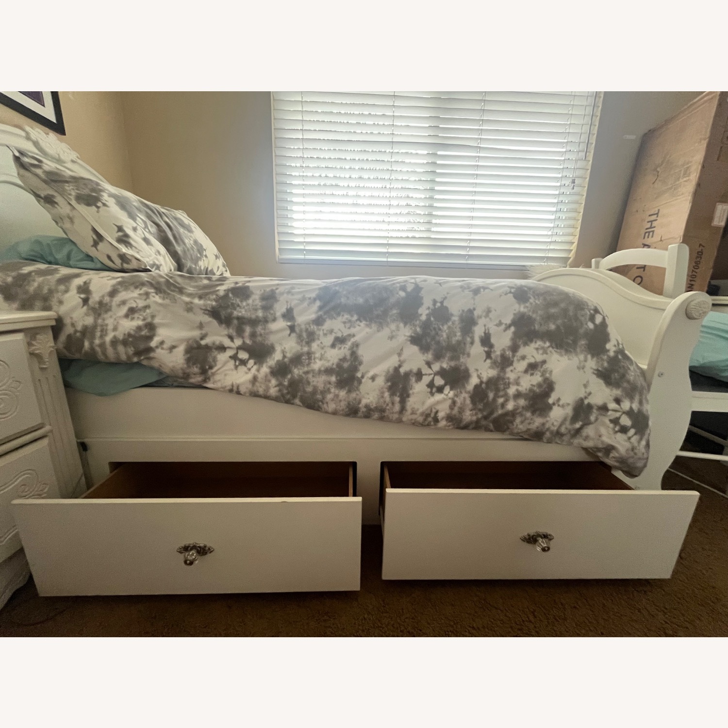 White Wooden Twin Bed - image-2
