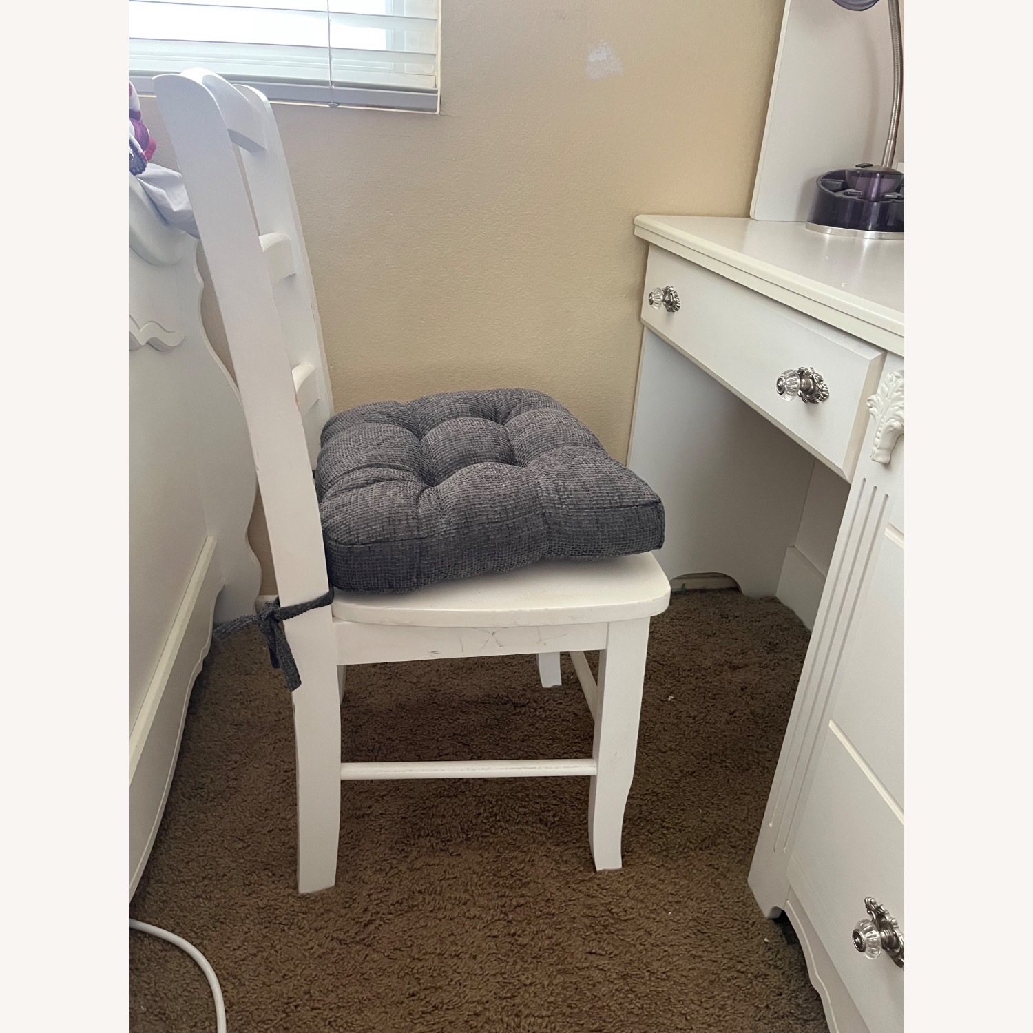 Ashley Furniture White Wood Desk with Chair - image-4