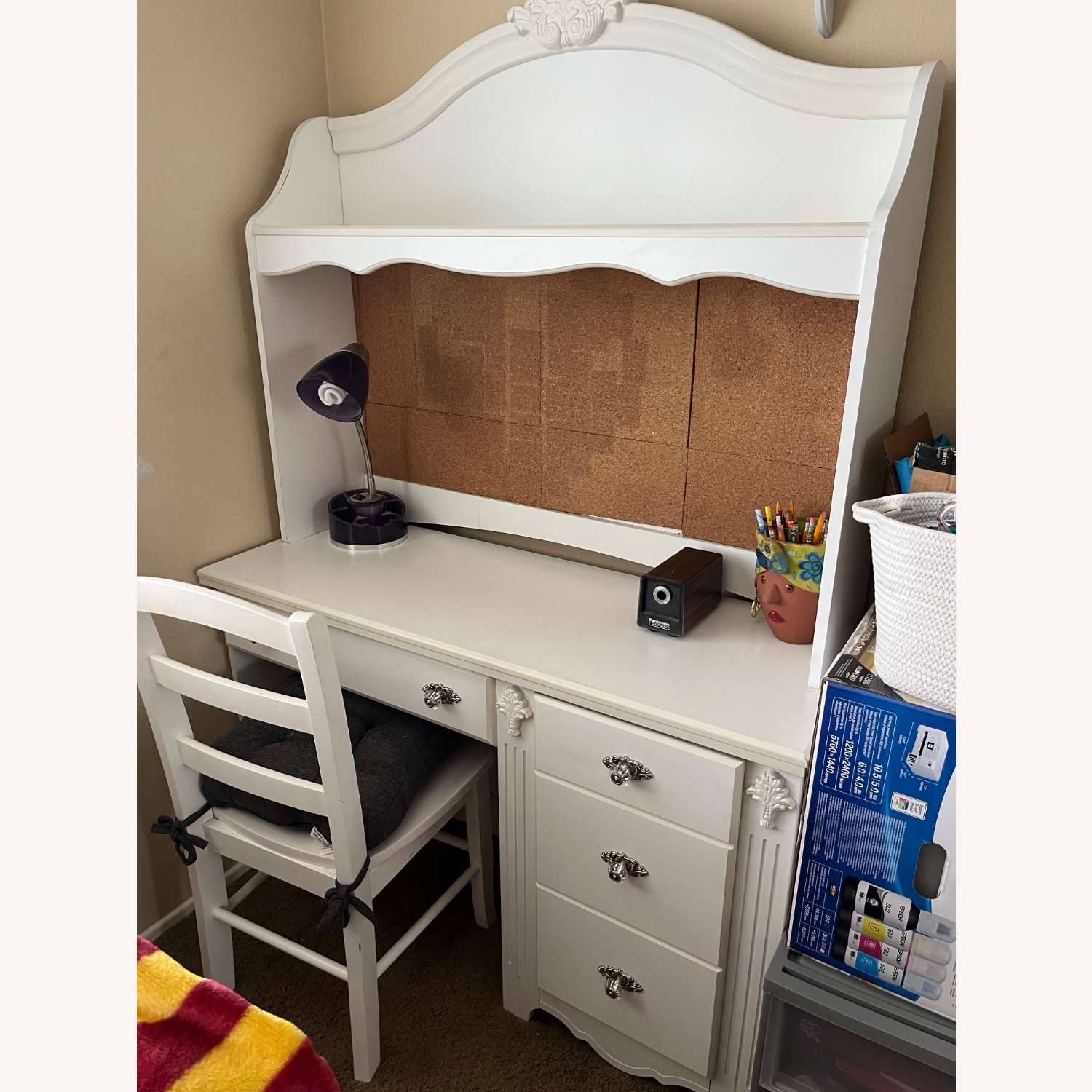 Ashley Furniture White Wood Desk with Chair - image-2