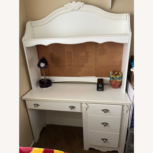Used Ashley Furniture White Wood Desk with Chair for sale on AptDeco