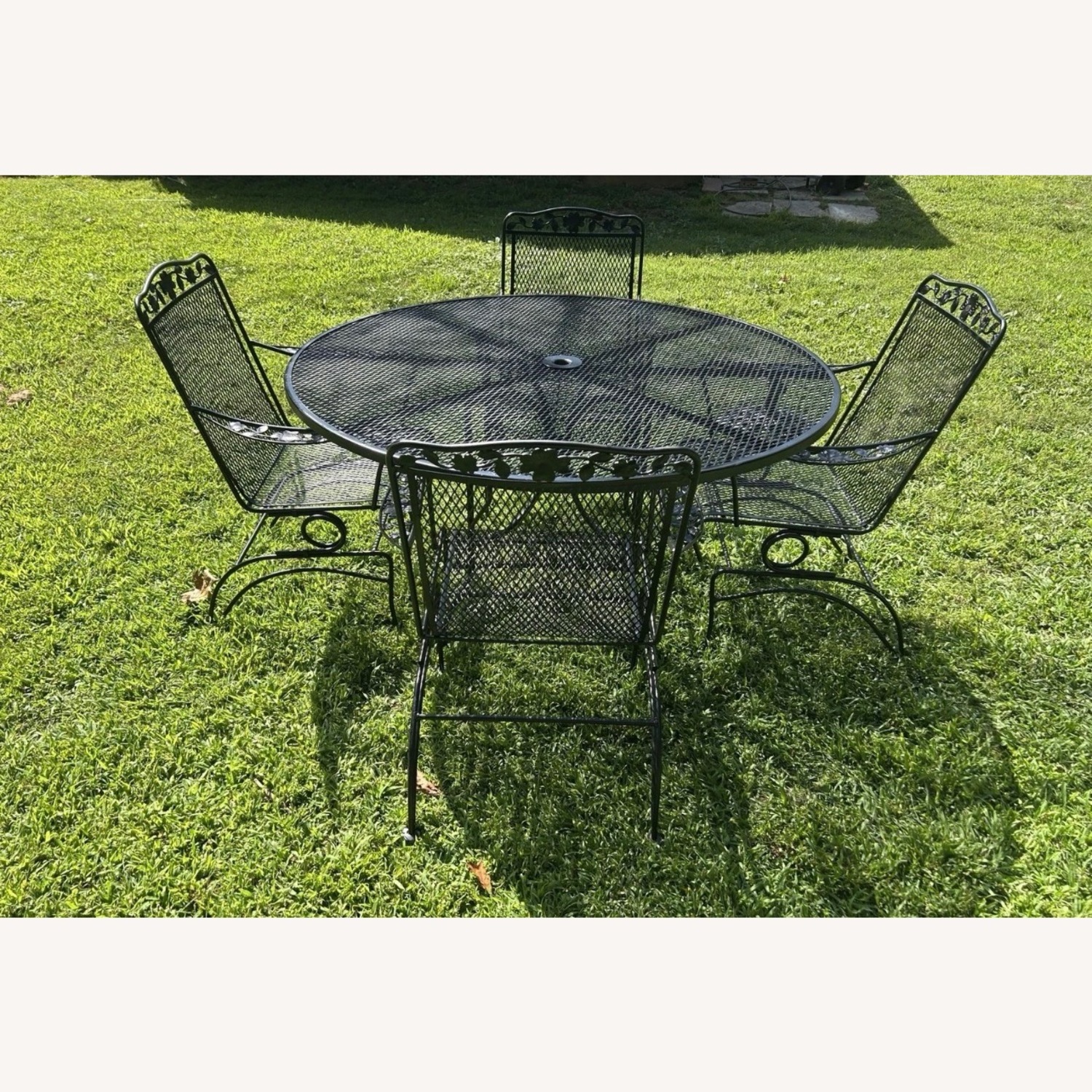 Vintage Woodard Large Table, 4 Rockers & Stand - image-3